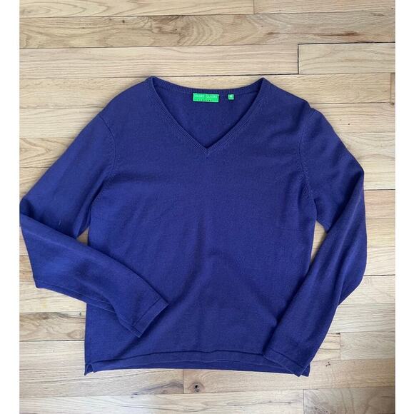 Emory Claire Women's M 100% Cashmere Sweater Purple V Neck Academia Preppy - Picture 3 of 12